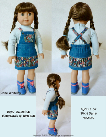 Doll Joy 18 Inch Modern Joy Bubble Shorts & Skirt 18" Doll Clothes Pattern larougetdelisle