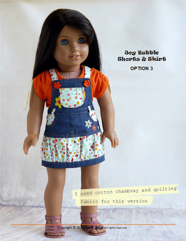 Doll Joy 18 Inch Modern Joy Bubble Shorts & Skirt 18" Doll Clothes Pattern larougetdelisle