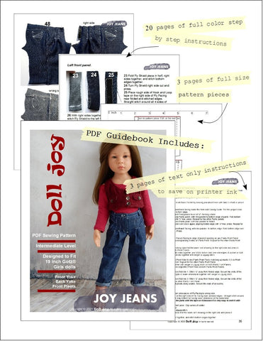 Doll Joy Gotz 19 Inch Joy Jeans 19" Gotz® Doll Clothes Pattern larougetdelisle