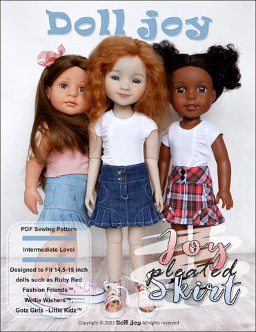 Doll Joy 18 Inch Modern Joy Pleated Skirt 14.5-15" Doll Clothes Pattern larougetdelisle