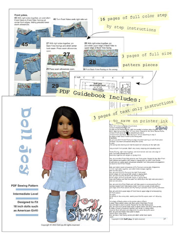 Doll Joy 18 Inch Modern Joy Pleated Skirt 18" Doll Clothes Pattern larougetdelisle