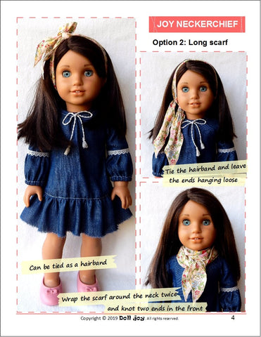 Doll Joy 18 Inch Modern FREE Joy Neckerchief 18" Doll Clothes Pattern larougetdelisle