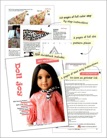 Doll Joy 18 Inch Modern FREE Joy Neckerchief 18" Doll Clothes Pattern larougetdelisle