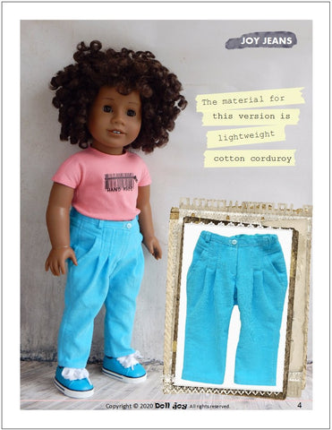 Doll Joy 18 Inch Modern Joy Jeans 18" Doll Clothes Pattern larougetdelisle