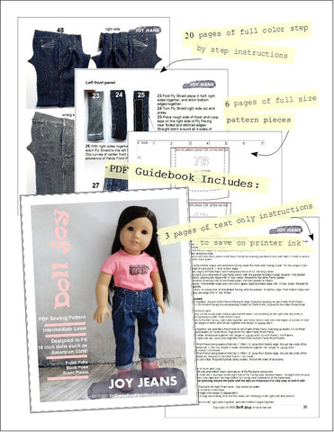 Doll Joy 18 Inch Modern Joy Jeans 18" Doll Clothes Pattern larougetdelisle