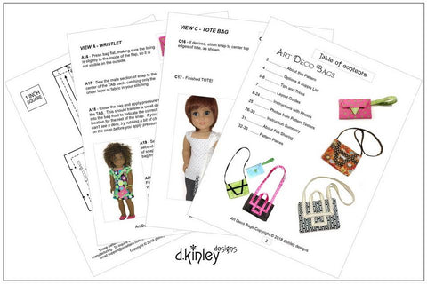 Dkinley Designs 18 Inch Modern Art Deco Bags Accessory Pattern for 14-18" Dolls larougetdelisle