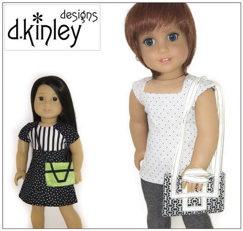 Dkinley Designs 18 Inch Modern Art Deco Bags Accessory Pattern for 14-18" Dolls larougetdelisle