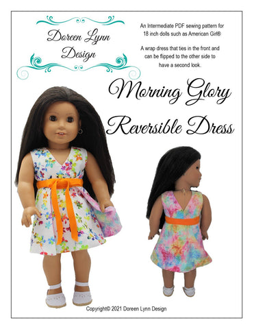 Doreen Lynn Design 18 Inch Modern Morning Glory Reversible Dress 18" Doll Clothes Pattern larougetdelisle