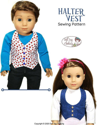 Doll Tag Clothing 18 Inch Modern Halter Vest 18" Doll Clothes Pattern larougetdelisle