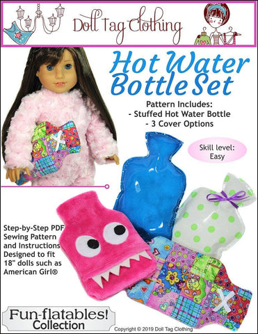 Doll Tag Clothing 18 Inch Modern Hot Water Bottle 18" Doll Accessory Pattern larougetdelisle