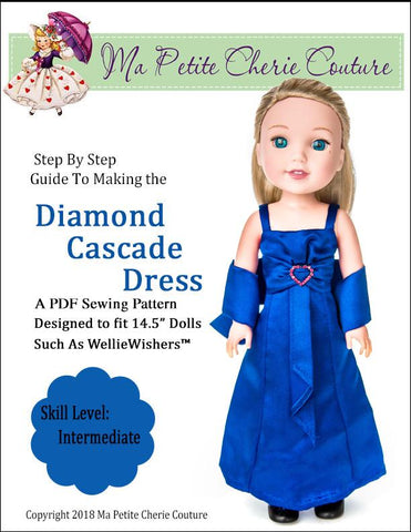 Mon Petite Cherie Couture WellieWishers Diamond Cascade Dress 14.5" Doll Clothes Pattern larougetdelisle