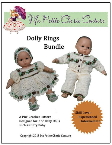 Mon Petite Cherie Couture Bitty Baby/Twin Dolly Rings Bundle Crochet Pattern larougetdelisle