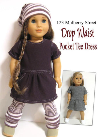123 Mulberry Street 18 Inch Modern Drop Waist Pocket Tee Dress 18" Doll Clothes Pattern larougetdelisle