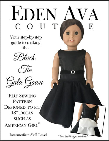 Eden Ava 18 Inch Modern Black Tie Gala Gown 18" Doll Clothes Pattern larougetdelisle