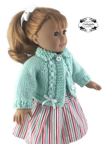 Crabapples Knitting Eyelet Cable Cardigan 18" Doll Clothes Knitting Pattern larougetdelisle