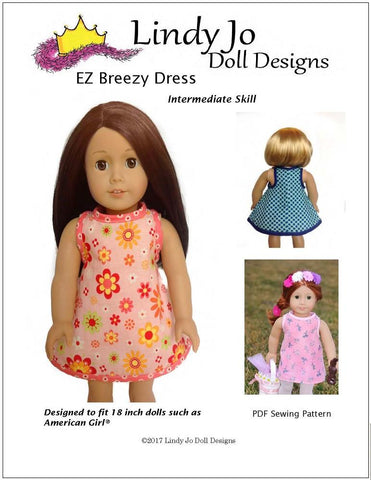 Lindy Jo Doll Designs 18 Inch Modern EZ Breezy Dress 18" Doll Clothes Pattern larougetdelisle