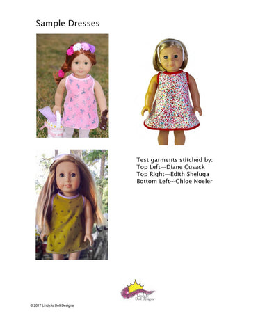 Lindy Jo Doll Designs 18 Inch Modern EZ Breezy Dress 18" Doll Clothes Pattern larougetdelisle