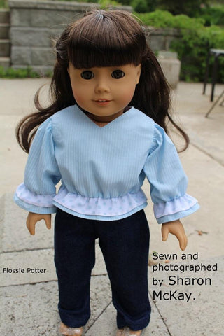 Flossie Potter 18 inch Historical Eclectic Closet Flounce Blouse & Skirt 18" Doll Clothes Pattern larougetdelisle