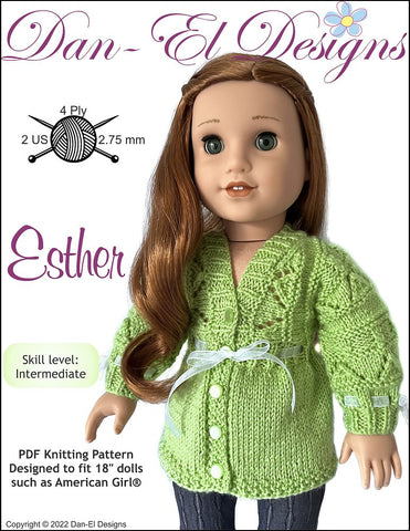 Dan-El Designs Knitting Esther 18" Doll Knitting Pattern larougetdelisle