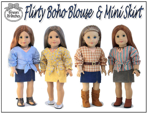 Forever 18 Inches 18 Inch Modern Flirty Boho Blouse 18" Doll Clothes Pattern larougetdelisle