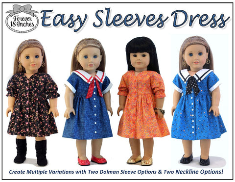 Forever 18 Inches 18 Inch Modern Easy Sleeves Dress 18" Doll Clothes Pattern larougetdelisle