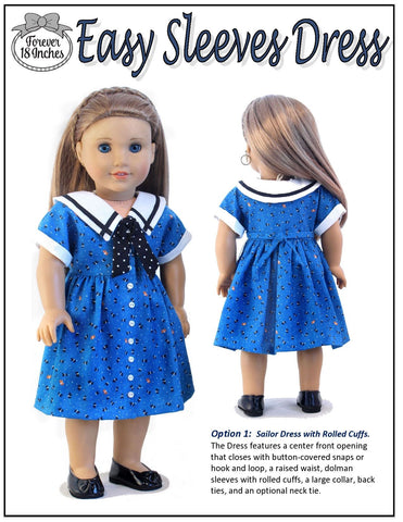 Forever 18 Inches 18 Inch Modern Easy Sleeves Dress 18" Doll Clothes Pattern larougetdelisle