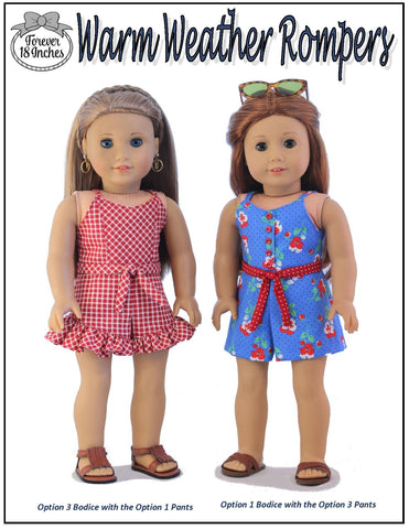 Forever 18 Inches 18 Inch Modern Warm Weather Rompers 18 inch Doll Clothes Pattern larougetdelisle