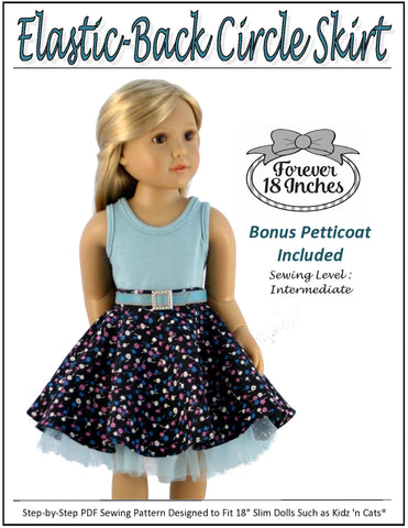 Forever 18 Inches Kidz n Cats Elastic-Back Circle Skirt for Kidz N Cats Dolls larougetdelisle