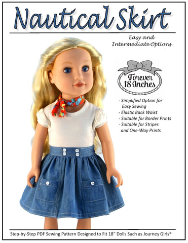 Forever 18 Inches Journey Girl Nautical Skirt for Journey Girls Dolls larougetdelisle