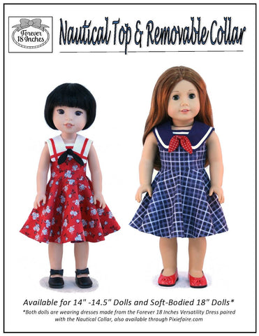 Forever 18 Inches WellieWishers Nautical Top & Removable Collar 13-14.5" Doll Clothes Pattern larougetdelisle