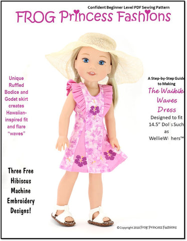 Frog Princess Fashions WellieWishers Waikiki Waves Dress 14.5" Doll Clothes Pattern larougetdelisle