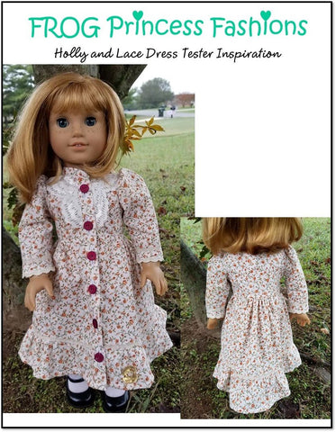 Frog Princess Fashions 18 Inch Modern Holly and Lace Dress 18" Doll Clothes Pattern larougetdelisle