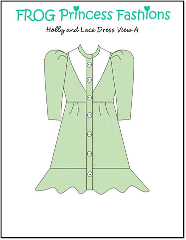 Frog Princess Fashions 18 Inch Modern Holly and Lace Dress 18" Doll Clothes Pattern larougetdelisle