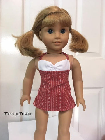 Flossie Potter 18 Inch Historical 1950s Swimsuit and Retro Swim Cap Bundle 18" Doll Clothes Pattern larougetdelisle