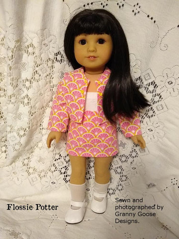 Flossie Potter 18 Inch Historical 1970s Fringe Jacket & Mini Skirt 18" Doll Clothes Pattern larougetdelisle