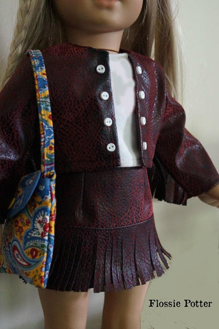 Flossie Potter 18 Inch Historical 1970s Fringe Jacket & Mini Skirt 18" Doll Clothes Pattern larougetdelisle