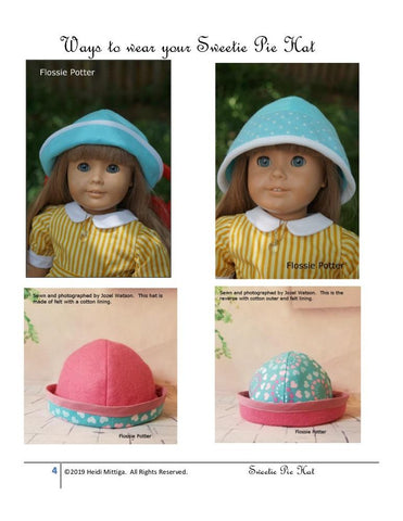 Flossie Potter 18 Inch Modern Sweetie Pie Hat 18" Doll Clothes Pattern larougetdelisle