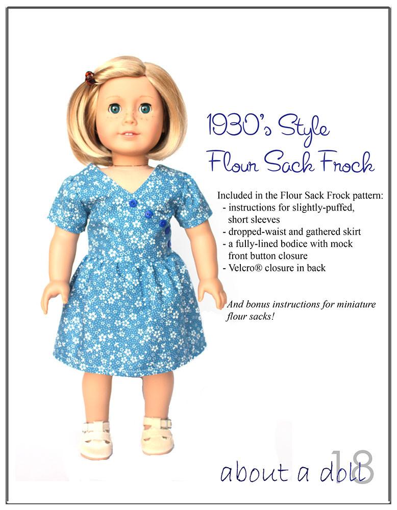 About A Doll 18 Flour Sack Frock Doll Clothes Pattern 18 Inch Dolls