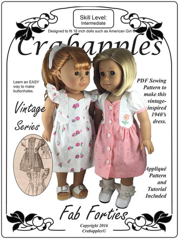 Crabapples 18 Inch Historical Fab Forties 18" Doll Clothes Pattern larougetdelisle