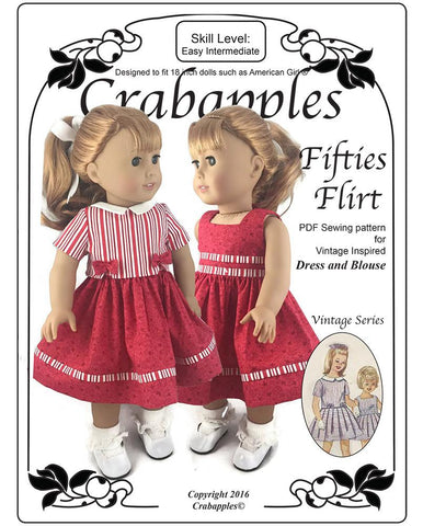 Crabapples 18 Inch Historical Fifties Flirt 18" Doll Clothes Pattern larougetdelisle