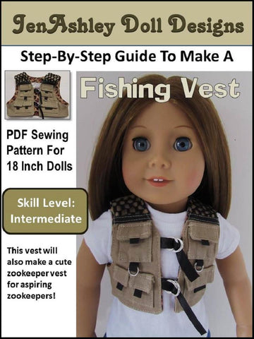 Jen Ashley Doll Designs 18 Inch Modern Fishing Vest 18" Doll Clothes larougetdelisle