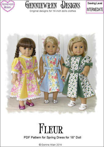 Genniewren 18 Inch Historical Fleur Spring Dress 18" Doll Clothes Pattern larougetdelisle