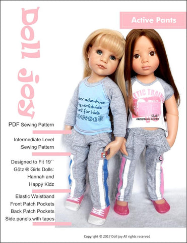 Doll Joy Gotz 19 Inch Active Pants Pattern for 19" Gotz Dolls larougetdelisle