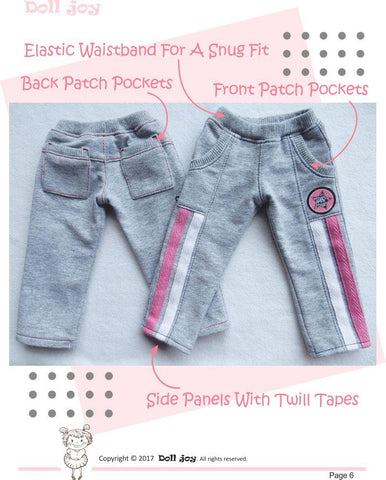 Doll Joy Gotz 19 Inch Active Pants Pattern for 19" Gotz Dolls larougetdelisle