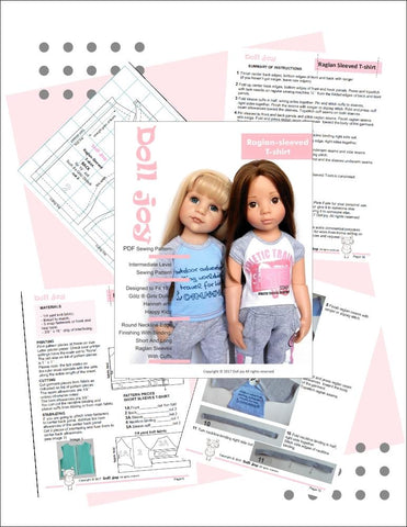 Doll Joy Gotz 19 Inch Raglan-Sleeved T-shirt Pattern for 19" Gotz Dolls larougetdelisle