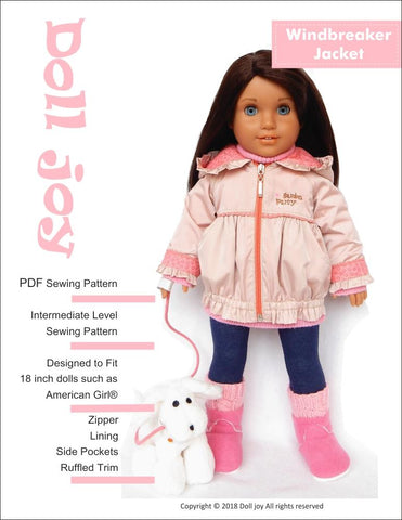 Doll Joy 18 Inch Modern Windbreaker Jacket 18" Doll Clothes Pattern larougetdelisle