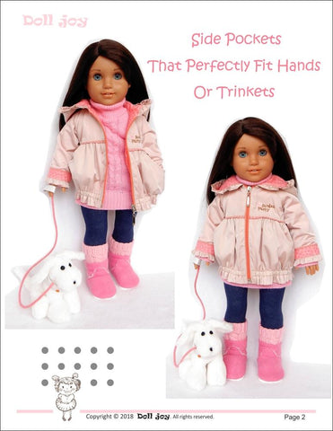 Doll Joy 18 Inch Modern Windbreaker Jacket 18" Doll Clothes Pattern larougetdelisle