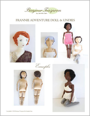 Bonjour Teaspoon Cloth doll Frannie Adventure Doll with Vintage Undies 21" Cloth Doll Pattern larougetdelisle