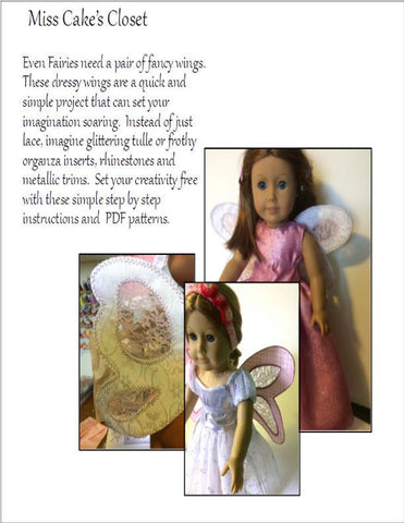 Miss Cake's Closet 18 Inch Modern Frosty Fairy Wings 18" Doll Accessory Pattern larougetdelisle