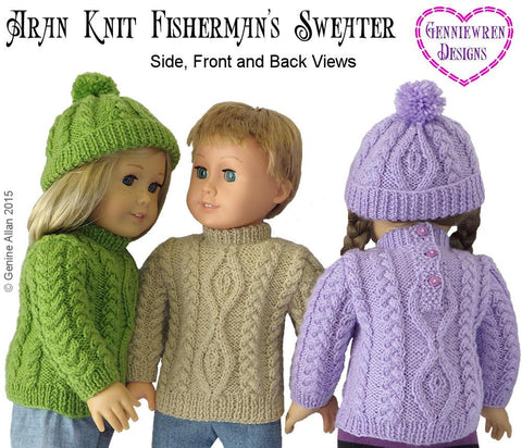 Genniewren Knitting Aran Knit Fisherman's Sweater and Hat Knitting Pattern larougetdelisle